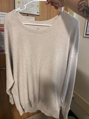 Kohl's Light Beige Waffle Knit Crewneck Sweater